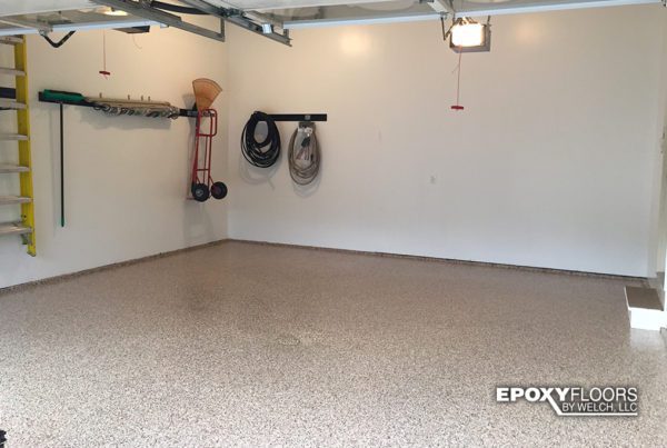Epoxy Flake garage floor in Outback