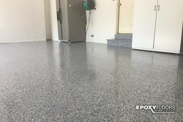 Epoxy Flake garage floor in Domino