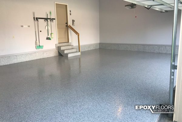 Epoxy Flake garage floor in Antler