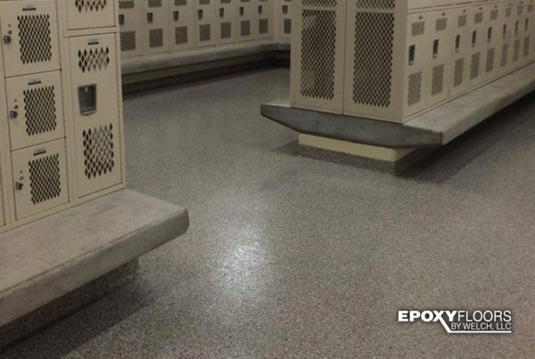 Epoxy locker room floor in Creekbed