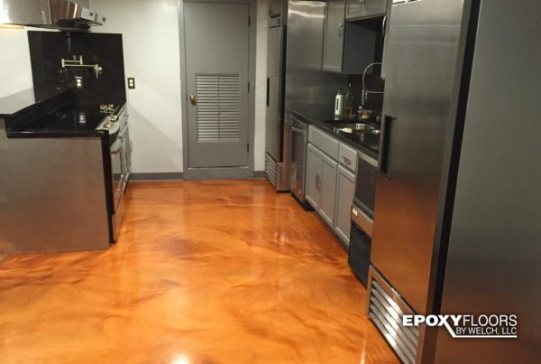 Brass Metallic Epoxy kitchen floor