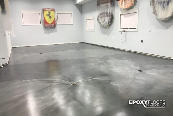 Custom Metallic Epoxy floor in Gunmetal & Pearl