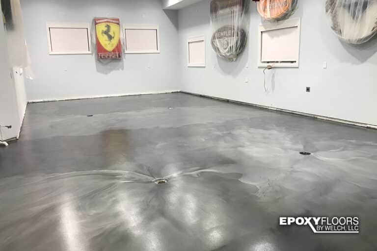 Custom Metallic Epoxy Floor in Gunmetal and Pearl